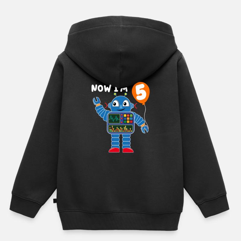 Robot 5e anniversaire - Sweat Premium à capuche enfant bio - noir