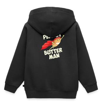 Peanut Butter Erdnuss Butter Superheld - Kinder Premium Organic Hoodie - Schwarz - Hinten - AI Model Kid Male (0cm)