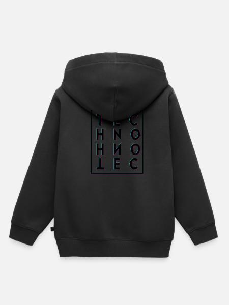 Techno - Sweat Premium à capuche enfant bio - noir