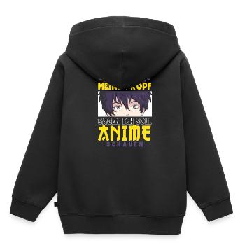 Anime Spruch Weeb Otaku - Kinder Premium Organic Hoodie - Schwarz - Hinten - AI Model Kid Male (0cm)