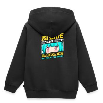 Anime Spruch Weeb Otaku - Kinder Premium Organic Hoodie - Schwarz - Hinten - AI Model Kid Male (0cm)