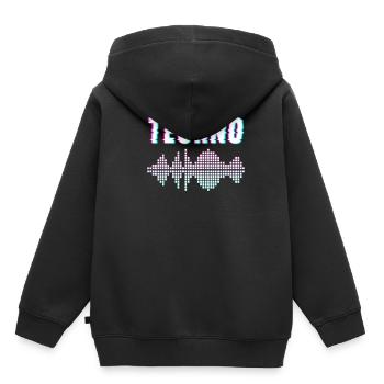 Musique techno - Sweat Premium à capuche enfant bio - noir - Dos - AI Model Kid Male (0cm)