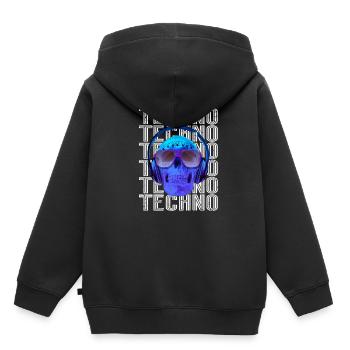 Musique techno - Sweat Premium à capuche enfant bio - noir - Dos - AI Model Kid Male (0cm)