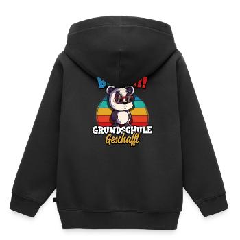 Bääm Grundschule Geschafft - Kinder Premium Organic Hoodie - Schwarz - Hinten - AI Model Kid Male (0cm)