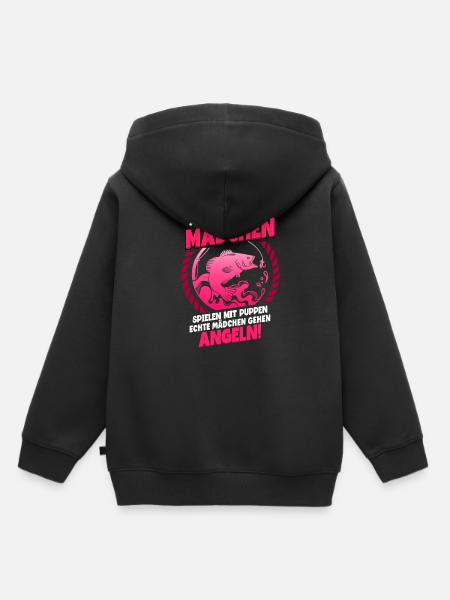 Angeln Anglerin - Kinder Premium Organic Hoodie - Schwarz