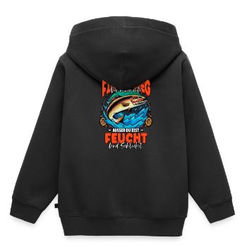 Finger Weg Von Meiner Rute Angeln Angler - Kinder Premium Organic Hoodie - Schwarz - Hinten - AI Model Kid Male (0cm)
