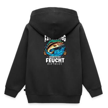 Finger Weg Von Meiner Rute Angeln Angler - Kinder Premium Organic Hoodie - Schwarz - Hinten - AI Model Kid Male (0cm)
