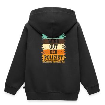 Polizist Polizei - Kinder Premium Organic Hoodie - Schwarz - Hinten - AI Model Kid Male (0cm)