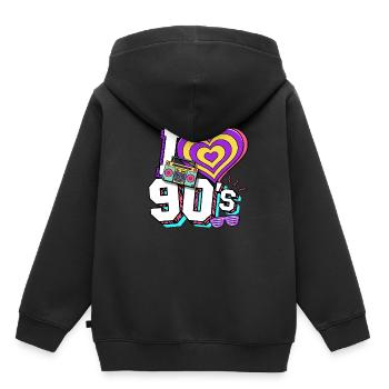 Années 90 J’aime années 90 - Sweat Premium à capuche enfant bio - noir - Dos - AI Model Kid Male (0cm)