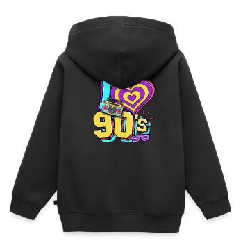 Années 90 J’aime années 90 - Sweat Premium à capuche enfant bio - noir - Dos - AI Model Kid Male (0cm)