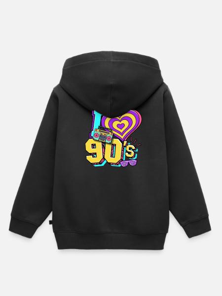 Années 90 J’aime années 90 - Sweat Premium à capuche enfant bio - noir