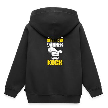 Traue Keinem Dünnen Koch - Kinder Premium Organic Hoodie - Schwarz - Hinten - AI Model Kid Male (0cm)