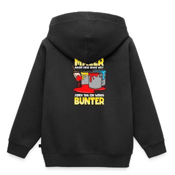 Maler - Kinder Premium Organic Hoodie - Schwarz - Hinten - AI Model Kid Male (0cm)