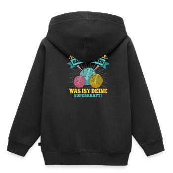 Häkeln - Kinder Premium Organic Hoodie - Schwarz - Hinten - AI Model Kid Male (0cm)