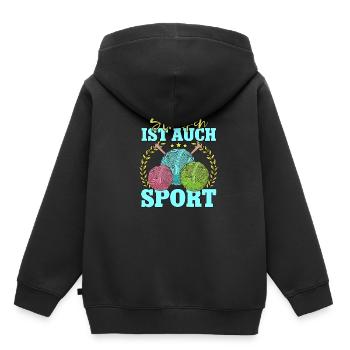 Häkeln - Kinder Premium Organic Hoodie - Schwarz - Hinten - AI Model Kid Male (0cm)