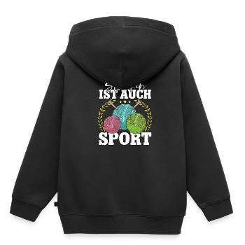 Häkeln - Kinder Premium Organic Hoodie - Schwarz - Hinten - AI Model Kid Male (0cm)