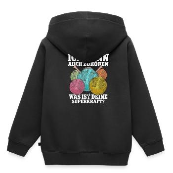 Häkeln - Kinder Premium Organic Hoodie - Schwarz - Hinten - AI Model Kid Male (0cm)