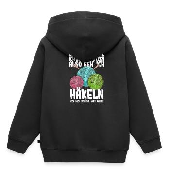Häkeln - Kinder Premium Organic Hoodie - Schwarz - Hinten - AI Model Kid Male (0cm)
