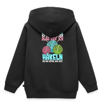 Häkeln - Kinder Premium Organic Hoodie - Schwarz - Hinten - AI Model Kid Male (0cm)