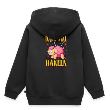 Häkeln - Kinder Premium Organic Hoodie - Schwarz - Hinten - AI Model Kid Male (0cm)