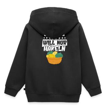 Häkeln - Kinder Premium Organic Hoodie - Schwarz - Hinten - AI Model Kid Male (0cm)