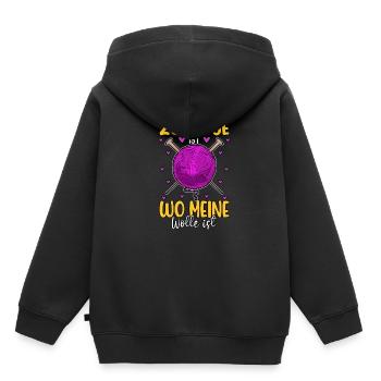 Häkeln - Kinder Premium Organic Hoodie - Schwarz - Hinten - AI Model Kid Male (0cm)