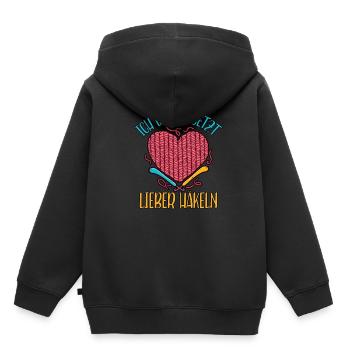 Häkeln - Kinder Premium Organic Hoodie - Schwarz - Hinten - AI Model Kid Male (0cm)
