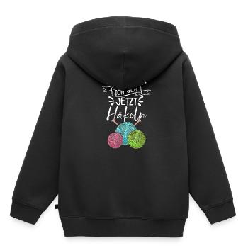 Häkeln - Kinder Premium Organic Hoodie - Schwarz - Hinten - AI Model Kid Male (0cm)