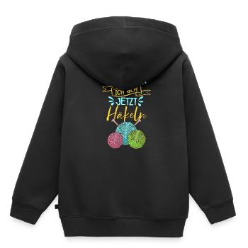 Häkeln - Kinder Premium Organic Hoodie - Schwarz - Hinten - AI Model Kid Male (0cm)
