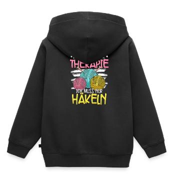 Häkeln - Kinder Premium Organic Hoodie - Schwarz - Hinten - AI Model Kid Male (0cm)