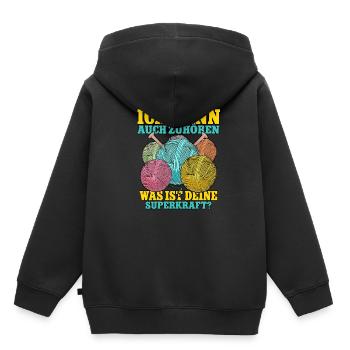 Häkeln - Kinder Premium Organic Hoodie - Schwarz - Hinten - AI Model Kid Male (0cm)