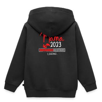 Werdende Mama 2023 Loading - Kinder Premium Organic Hoodie - Schwarz - Hinten - AI Model Kid Male (0cm)