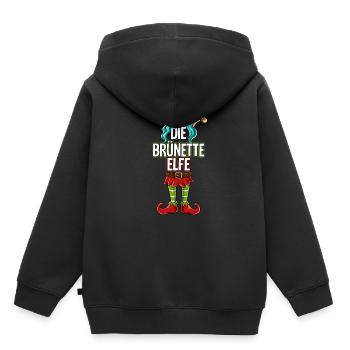 Brünette Elfe Partnerlook Weihnachten - Kinder Premium Organic Hoodie - Schwarz - Hinten - AI Model Kid Male (0cm)