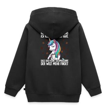 Fass mein Kaffee an und ich klatsch dich Kaffee - Kinder Premium Organic Hoodie - Schwarz - Hinten - AI Model Kid Male (0cm)