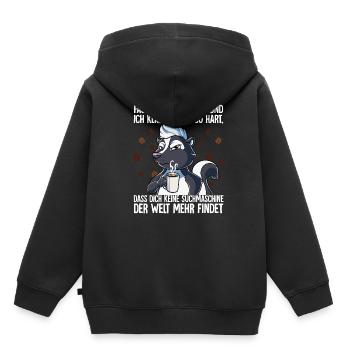 Fass mein Kaffee an und ich klatsch dich Kaffee - Kinder Premium Organic Hoodie - Schwarz - Hinten - AI Model Kid Male (0cm)