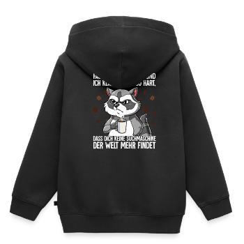 Fass mein Kaffee an und ich klatsch dich Kaffee - Kinder Premium Organic Hoodie - Schwarz - Hinten - AI Model Kid Male (0cm)