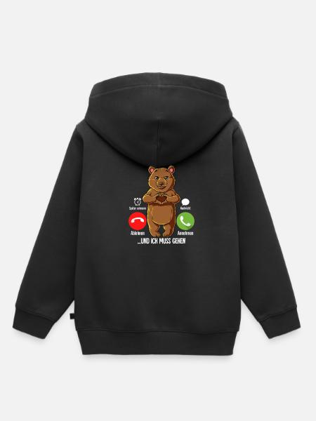 Mein Bär Ruft An - Kinder Premium Organic Hoodie - Schwarz