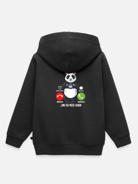 Mein Panda Ruft An - Kinder Premium Organic Hoodie - Schwarz