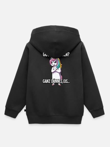 Guten Morgen Ganz Dünnes Eis Einhorn - Kinder Premium Organic Hoodie - Schwarz