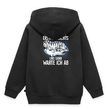 Langschläfer Zebra Müde Schlaf - Kinder Premium Organic Hoodie - Schwarz - Hinten - AI Model Kid Male (0cm)