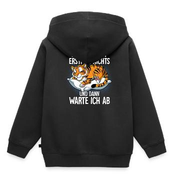Langschläfer Tiger Müde Schlaf - Kinder Premium Organic Hoodie - Schwarz - Hinten - AI Model Kid Male (0cm)
