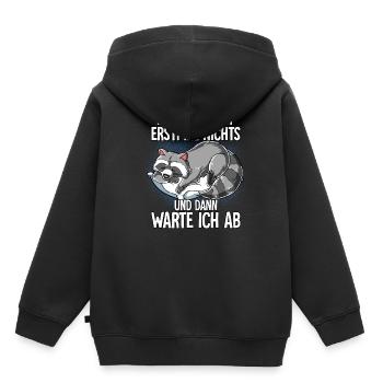 Langschläfer Waschbär Müde Schlaf - Kinder Premium Organic Hoodie - Schwarz - Hinten - AI Model Kid Male (0cm)