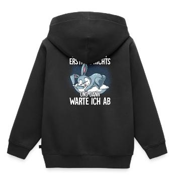 Langschläfer Hase Müde Schlaf - Kinder Premium Organic Hoodie - Schwarz - Hinten - AI Model Kid Male (0cm)