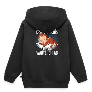 Langschläfer Affe Müde Schlaf - Kinder Premium Organic Hoodie - Schwarz - Hinten - AI Model Kid Male (0cm)