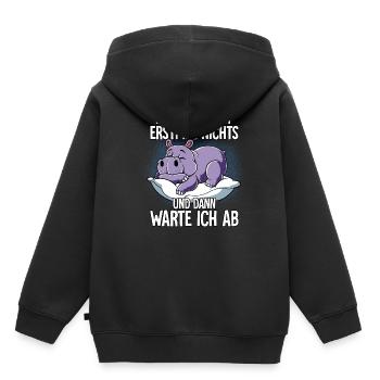 Langschläfer Nilpferd Müde Schlaf - Kinder Premium Organic Hoodie - Schwarz - Hinten - AI Model Kid Male (0cm)
