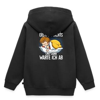 Langschläfer Junge Müde Schlaf - Kinder Premium Organic Hoodie - Schwarz - Hinten - AI Model Kid Male (0cm)