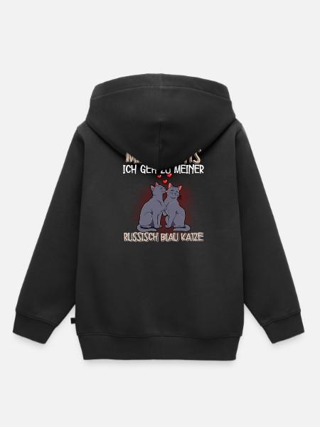 Russisch Blau Katze - Kinder Premium Organic Hoodie - Schwarz