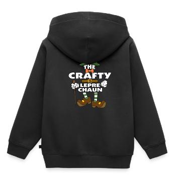 The Crafty Leprechaun St Patrick's Day - Kinder Premium Organic Hoodie - Schwarz - Hinten - AI Model Kid Male (0cm)