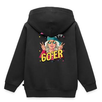 Kind der 60er Jahre Alte Frau Kostüm - Kinder Premium Organic Hoodie - Schwarz - Hinten - AI Model Kid Male (0cm)