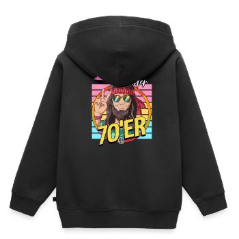 Kind der 70er Jahre Mann Kostüm - Kinder Premium Organic Hoodie - Schwarz - Hinten - AI Model Kid Male (0cm)